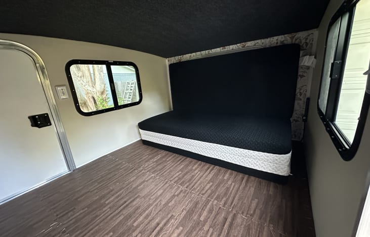 Couch mode activate! The floor is covered in foam tiles to make crawling in and out more comfy.