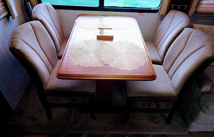 High back, padded comfortable and sturdy chairs.