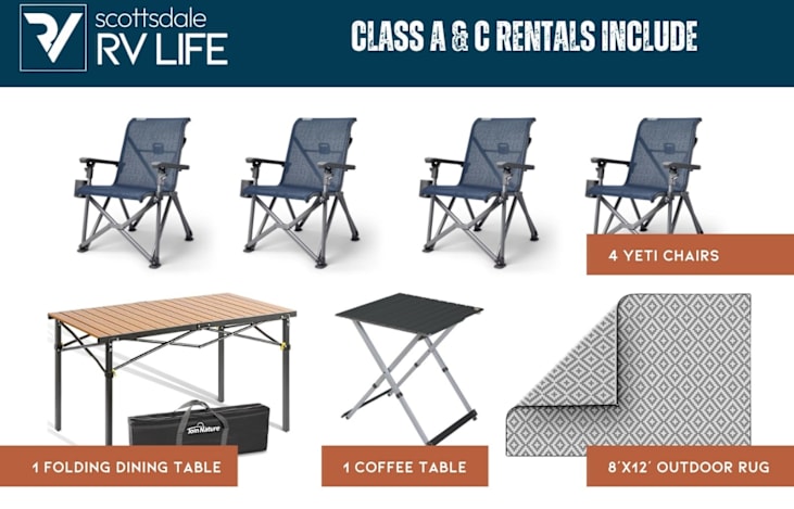All our class A and C rentals include these items for free! ********************