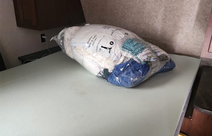 Sheets pillows and all bath hand and face towels you need