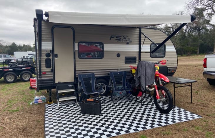 Race weekend off the grid! Perfect size for the bike, tools, and gear!