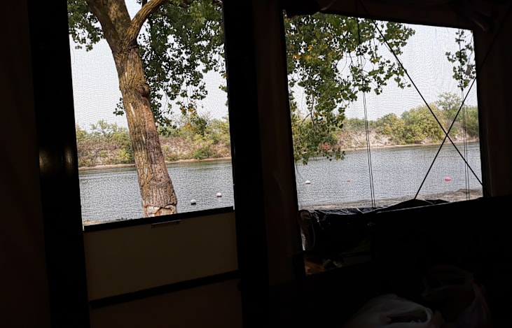View out the front window and door
