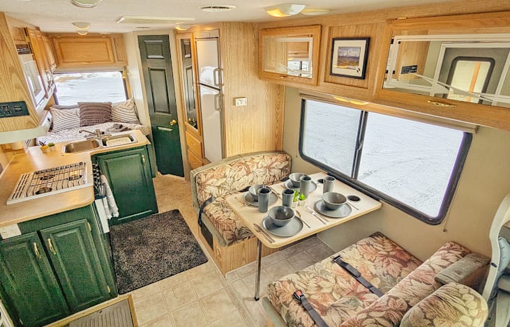 Such a cozy place to snuggle up to a cup of hot cider after a day of hiking or fishing in Alaska!  Like our renovations?