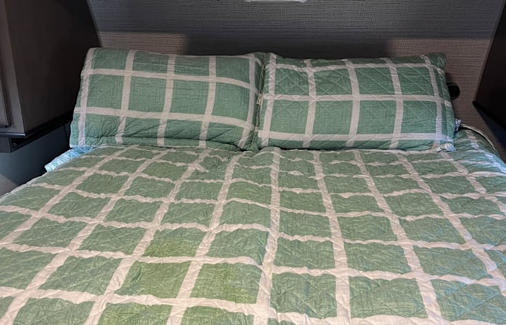 This is the bedroom area of the camper with it’s on air conditioner that can be cut on are off