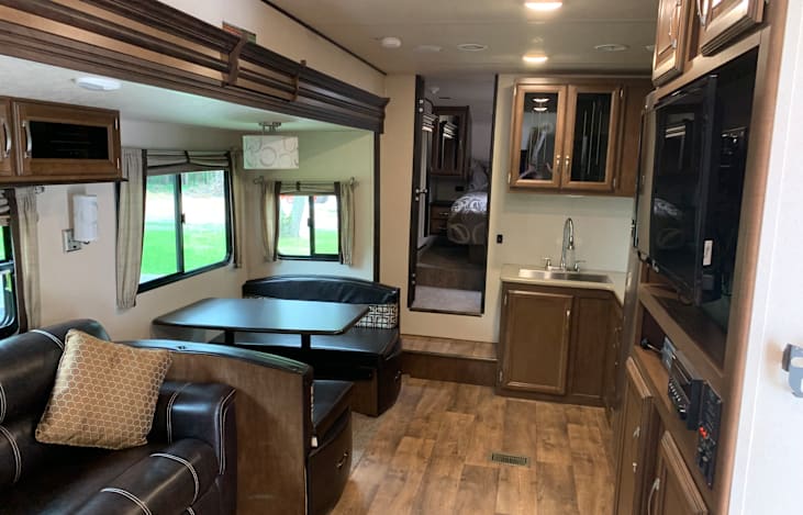 pull out couch and table bed.