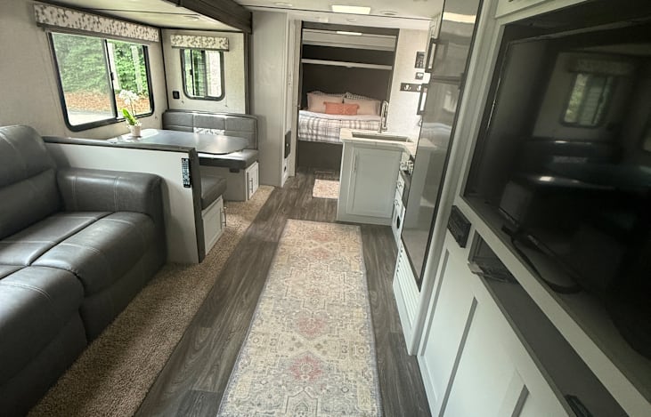 This is a view of the camper looking towards the Master Bedroom.