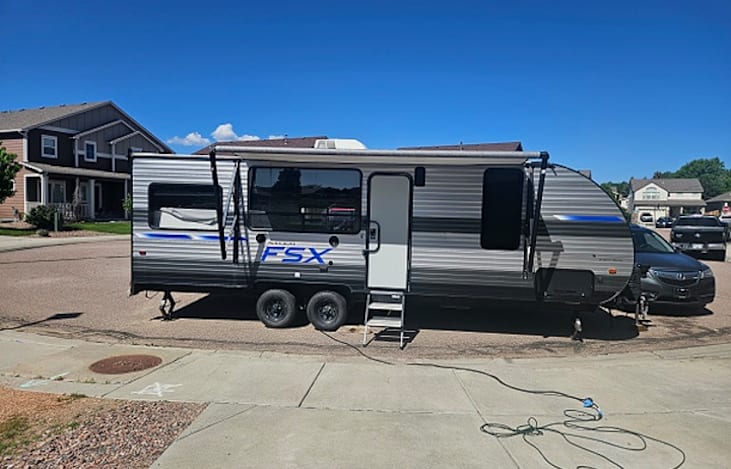 camper with awning