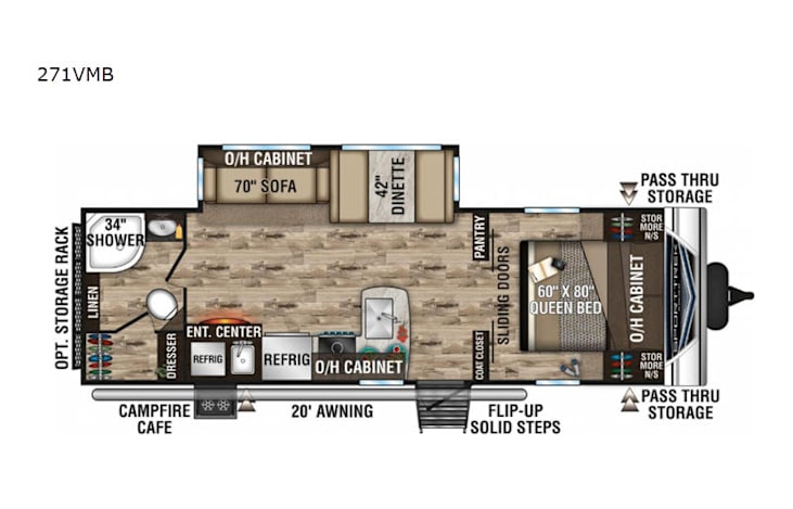 Representative floor plan provided by a trusted RVshare partner.