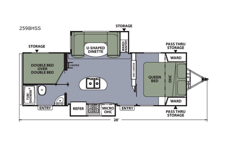Representative floor plan provided by a trusted RVshare partner.
