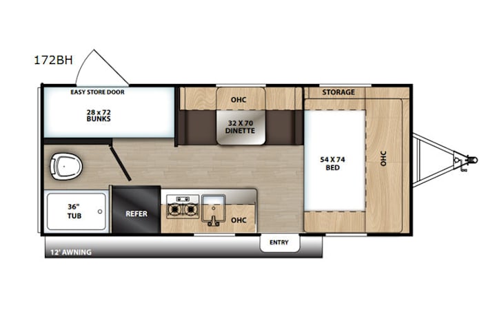 Representative floor plan provided by a trusted RVshare partner.