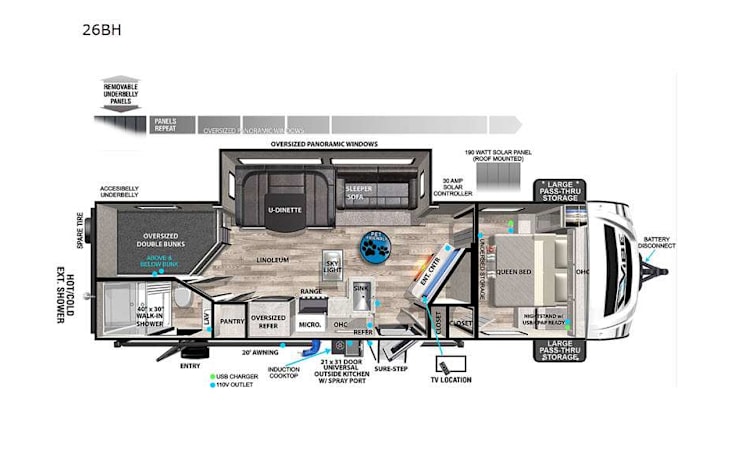 Representative floor plan provided by a trusted RVshare partner.