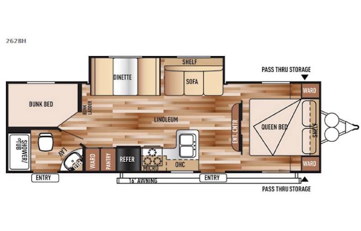 Representative floor plan provided by a trusted RVshare partner.
