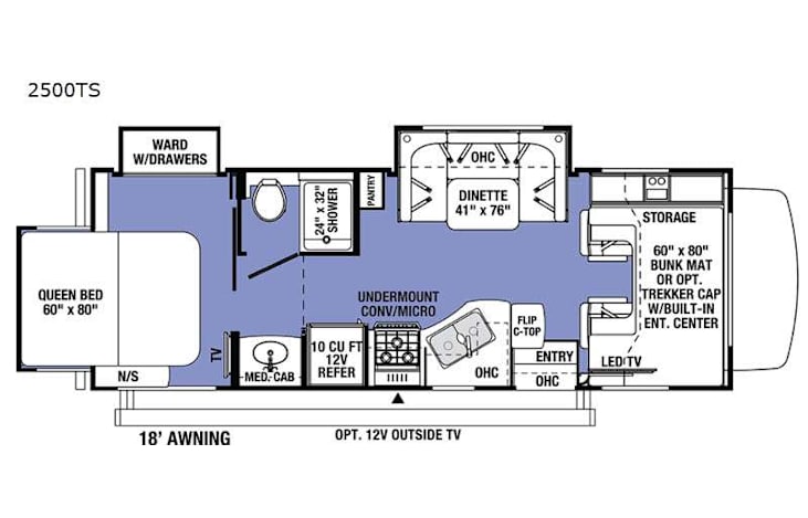 Representative floor plan provided by a trusted RVshare partner.