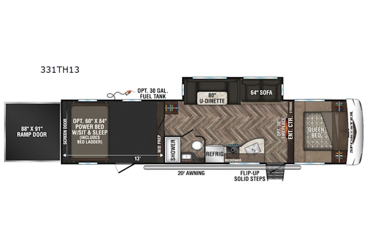 Representative floor plan provided by a trusted RVshare partner.