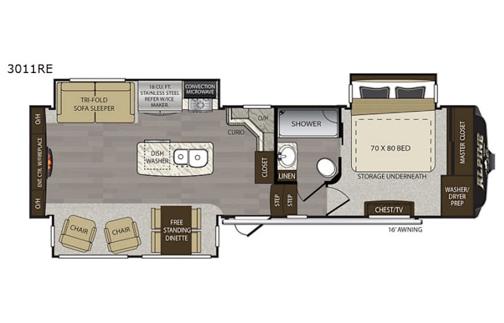 Representative floor plan provided by a trusted RVshare partner.