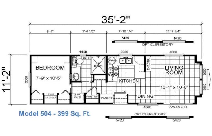 Representative floor plan provided by a trusted RVshare partner.