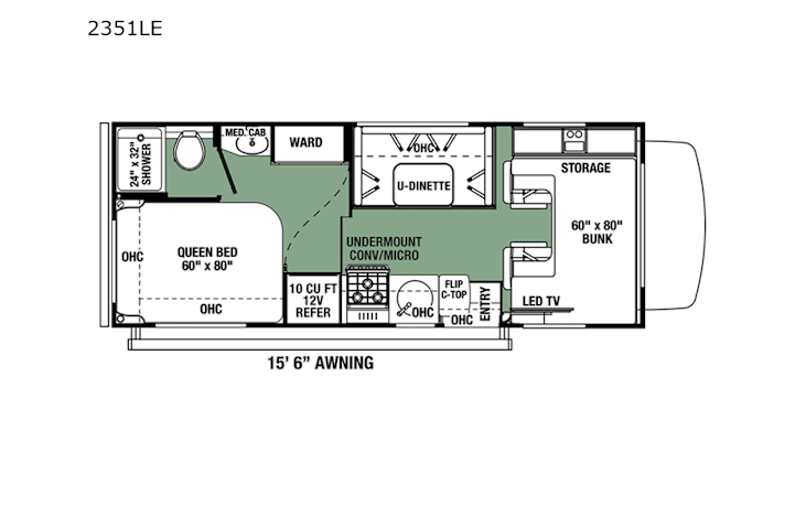 Representative floor plan provided by a trusted RVshare partner.