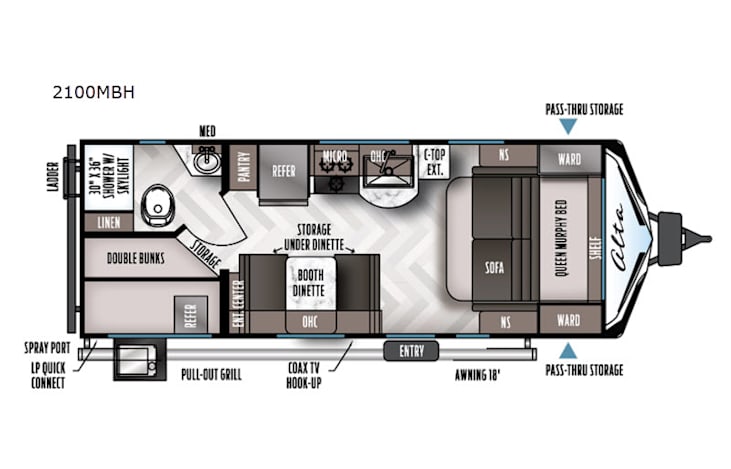Representative floor plan provided by a trusted RVshare partner.