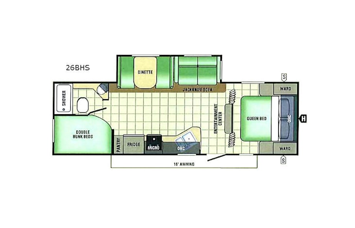 Representative floor plan provided by a trusted RVshare partner.