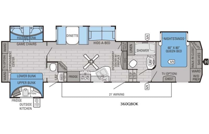 Representative floor plan provided by a trusted RVshare partner.