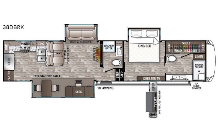 Representative floor plan provided by a trusted RVshare partner.