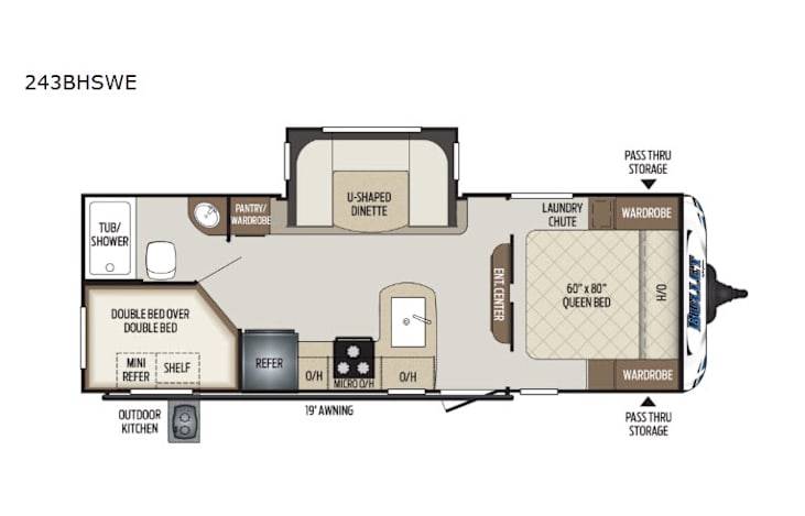 Representative floor plan provided by a trusted RVshare partner.