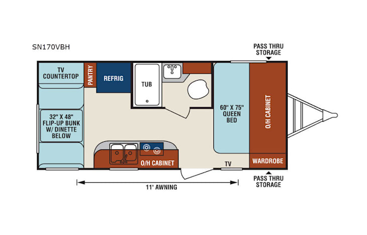 Representative floor plan provided by a trusted RVshare partner.