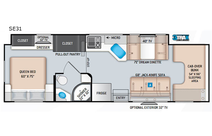 Representative floor plan provided by a trusted RVshare partner.