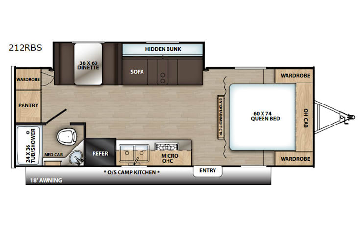 Representative floor plan provided by a trusted RVshare partner.