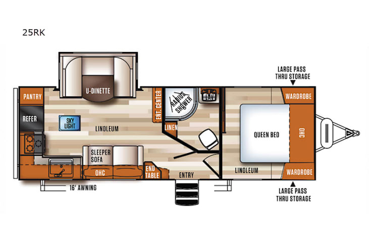Representative floor plan provided by a trusted RVshare partner.