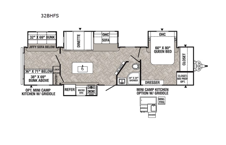 Representative floor plan provided by a trusted RVshare partner.