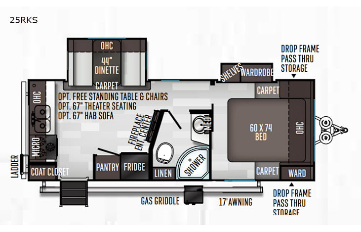 Representative floor plan provided by a trusted RVshare partner.