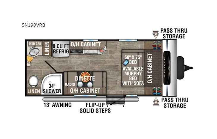 Representative floor plan provided by a trusted RVshare partner.