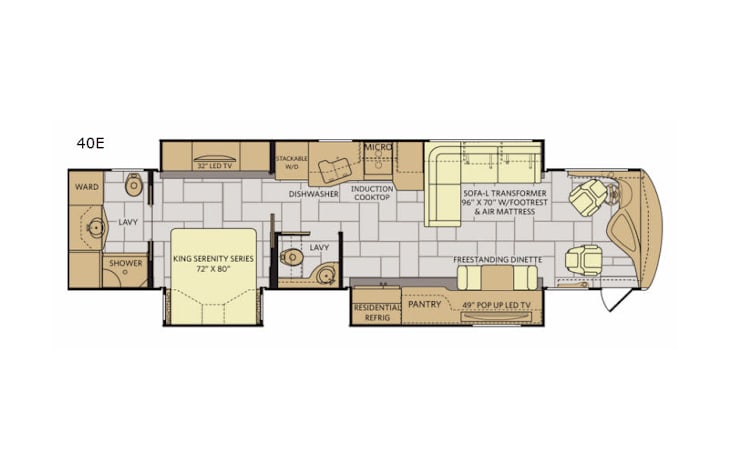 Representative floor plan provided by a trusted RVshare partner.