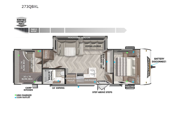 Representative floor plan provided by a trusted RVshare partner.