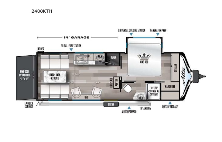 Representative floor plan provided by a trusted RVshare partner.
