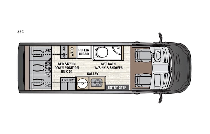 Representative floor plan provided by a trusted RVshare partner.