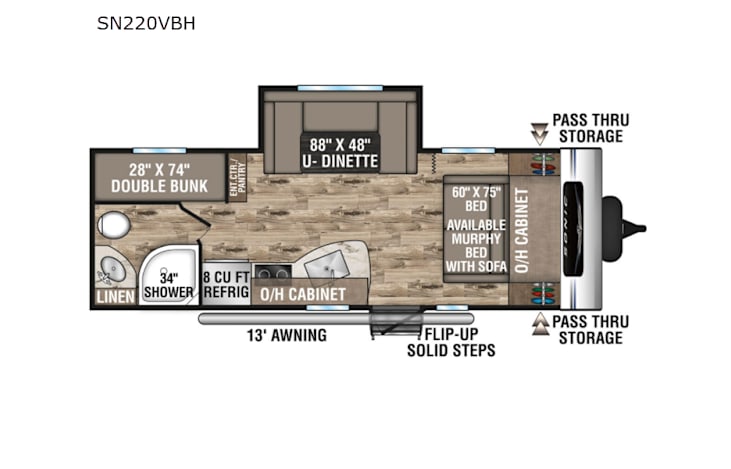 Representative floor plan provided by a trusted RVshare partner.