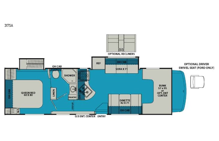 Representative floor plan provided by a trusted RVshare partner.