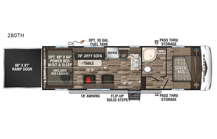 Representative floor plan provided by a trusted RVshare partner.