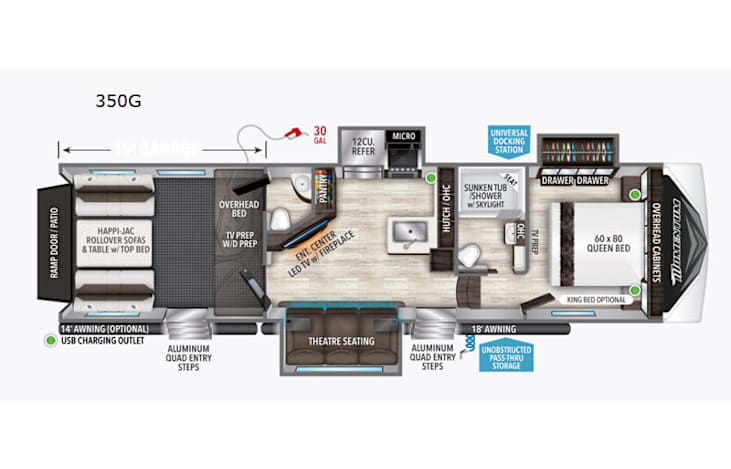 Representative floor plan provided by a trusted RVshare partner.