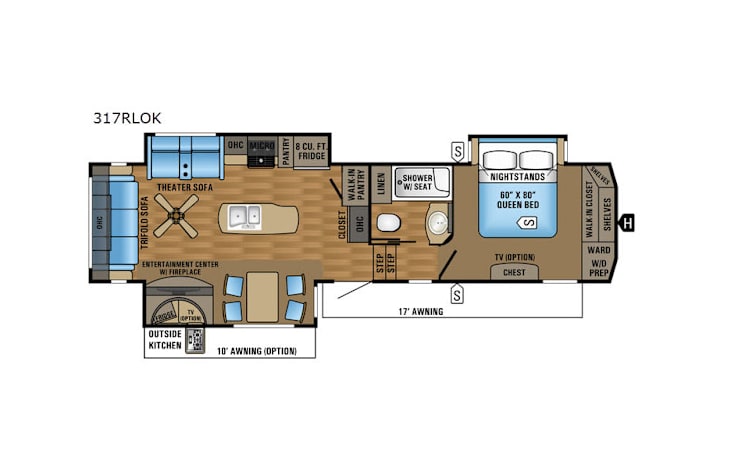 Representative floor plan provided by a trusted RVshare partner.