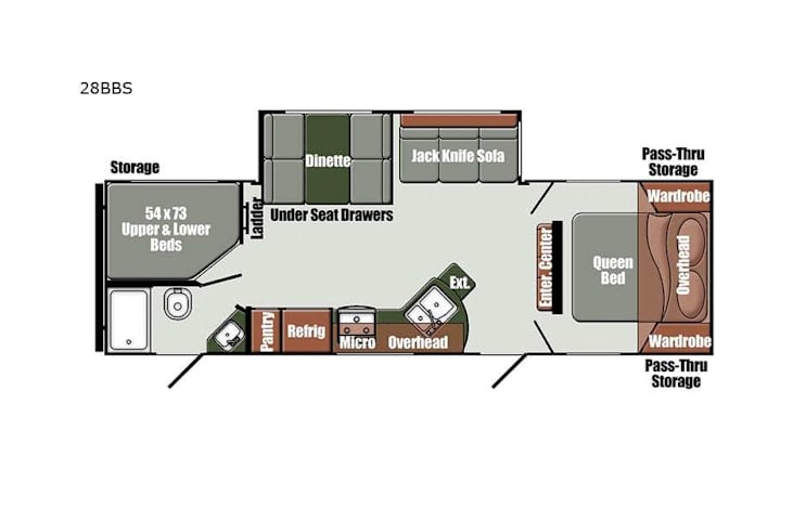 Representative floor plan provided by a trusted RVshare partner.