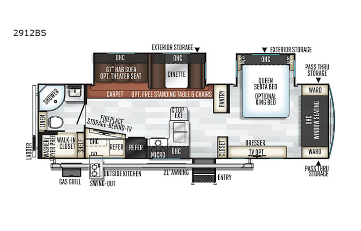 Representative floor plan provided by a trusted RVshare partner.