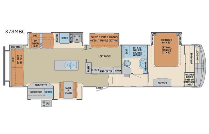 Representative floor plan provided by a trusted RVshare partner.
