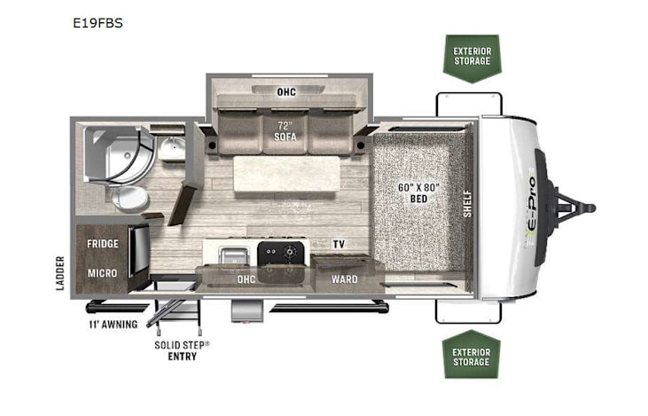 Representative floor plan provided by a trusted RVshare partner.