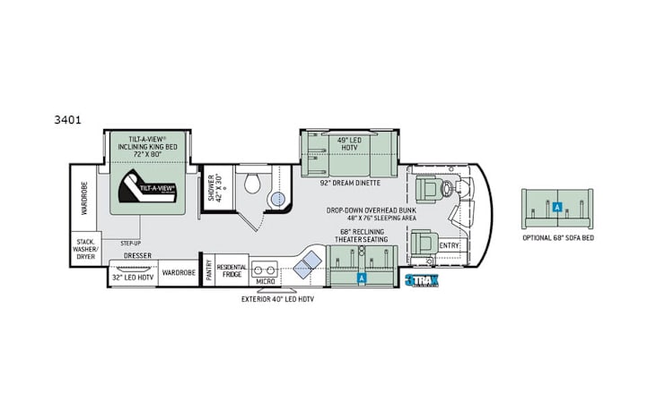 Representative floor plan provided by a trusted RVshare partner.