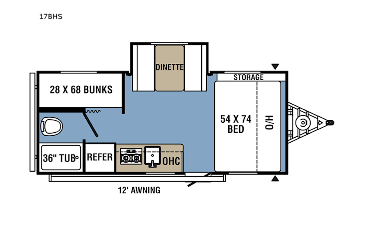 Representative floor plan provided by a trusted RVshare partner.