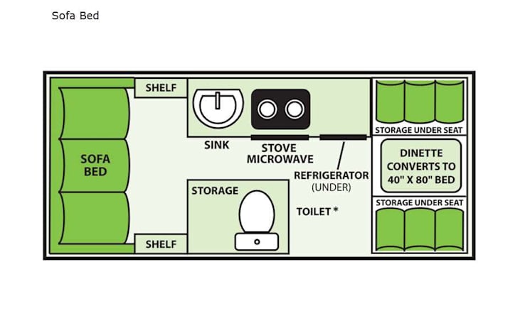 Representative floor plan provided by a trusted RVshare partner.