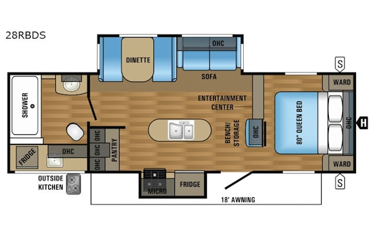 Representative floor plan provided by a trusted RVshare partner.